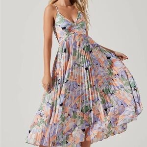 NEVER WORN ASTR Blythe Floral Plisse Midi Dress